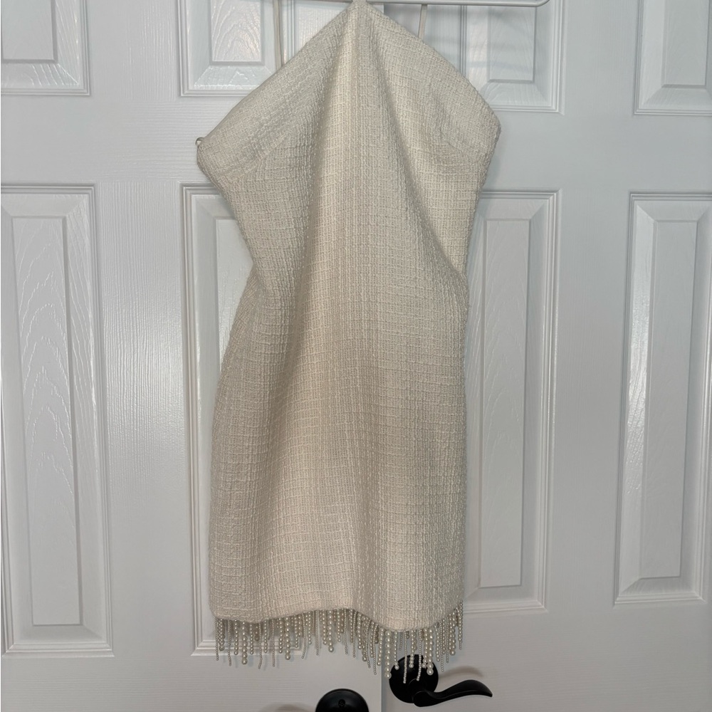 Jason Wu Cream Mini Dress with Beaded Fringe
